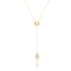 Aquamarine and Moonstone Lariat Necklace