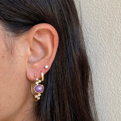 Star Sapphire & Irregular Diamond Hoop