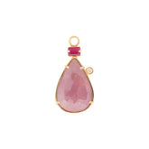 Pear Rose Cut Pink Sapphire Ruby & Diamond Charm