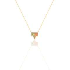 Watermelon Tourmaline Triple Diamond Necklace