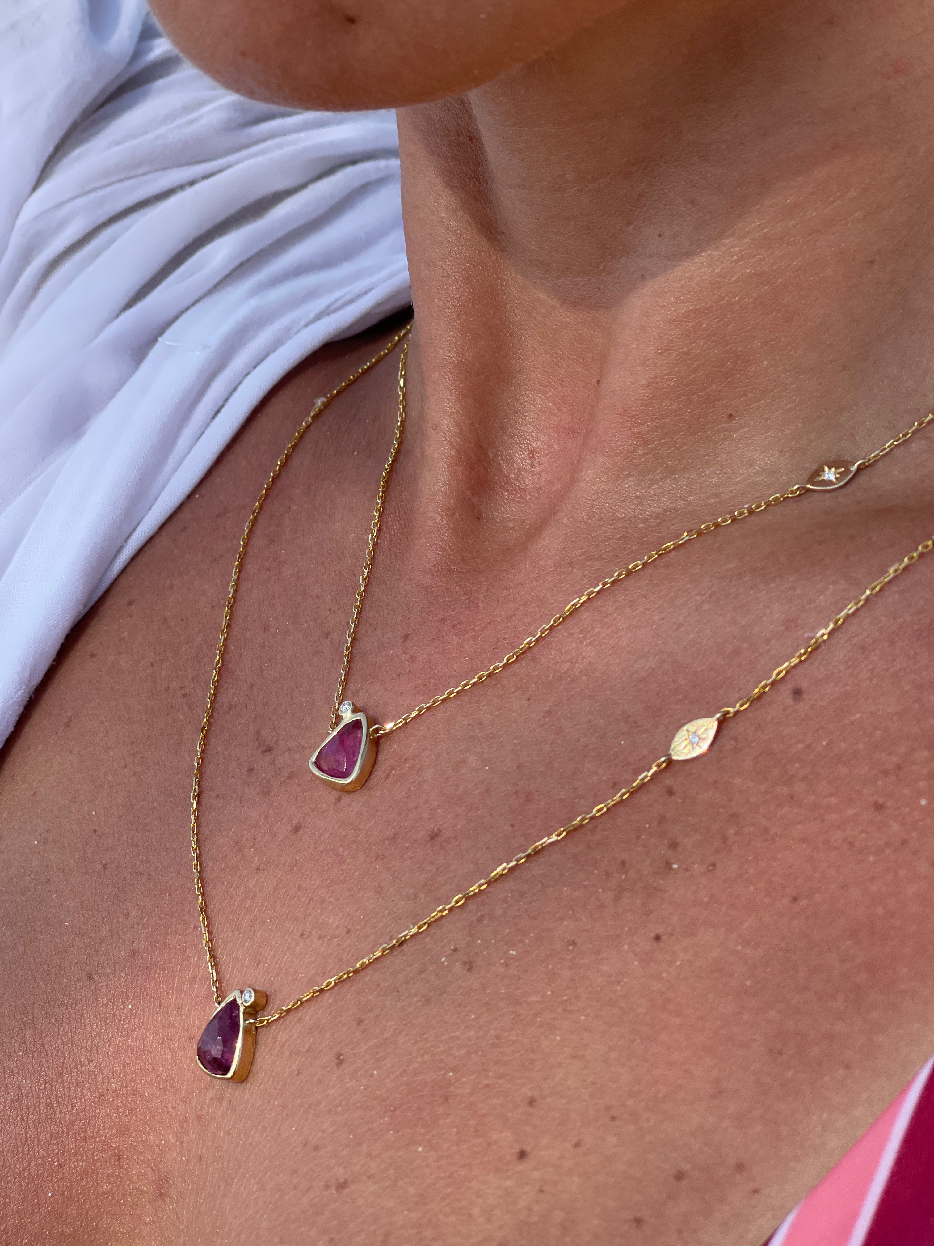 Pink Tourmaline Eye Necklace