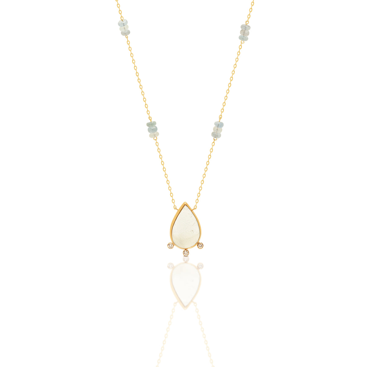 Lunar Pear Aquamarine Necklace