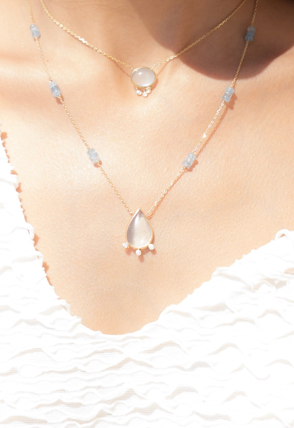 Lunar Pear Aquamarine Necklace