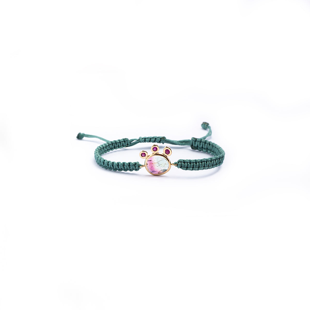 Tourmaline and Ruby Knot Bracelet