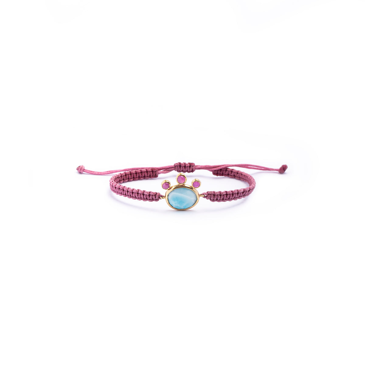 Larimar Triple Ruby Knot Bracelet