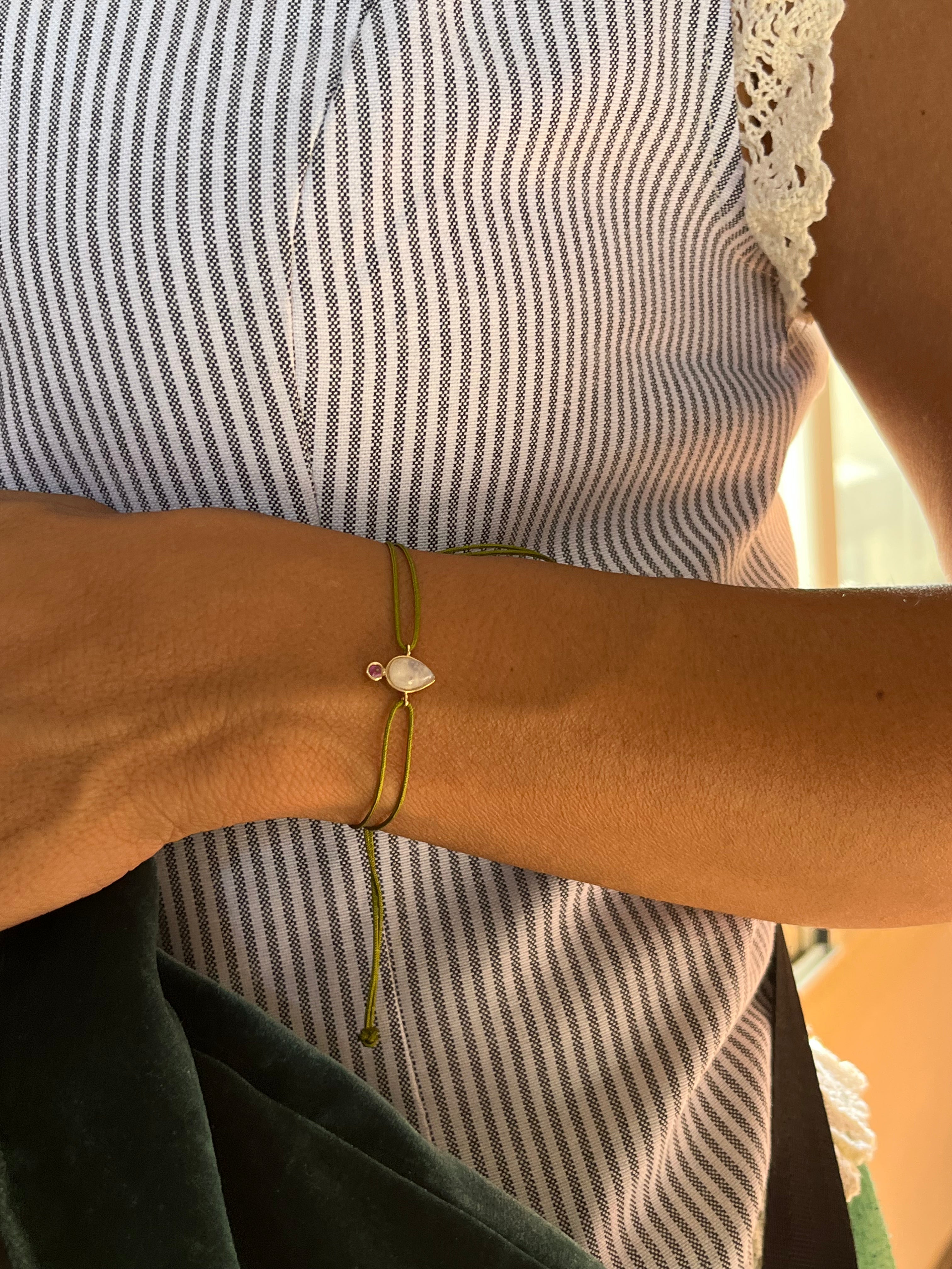 Moonstone and Ruby Kont Bracelet