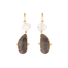 Asymmetric Pear Rose cut Sapphire & Pearl